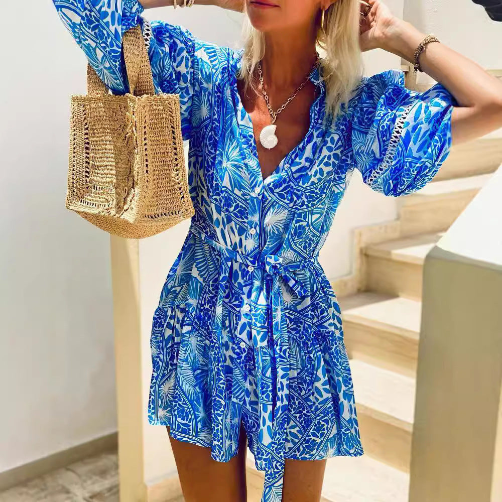 Spring Women's Fashion Print Beach Holidays Dress 5