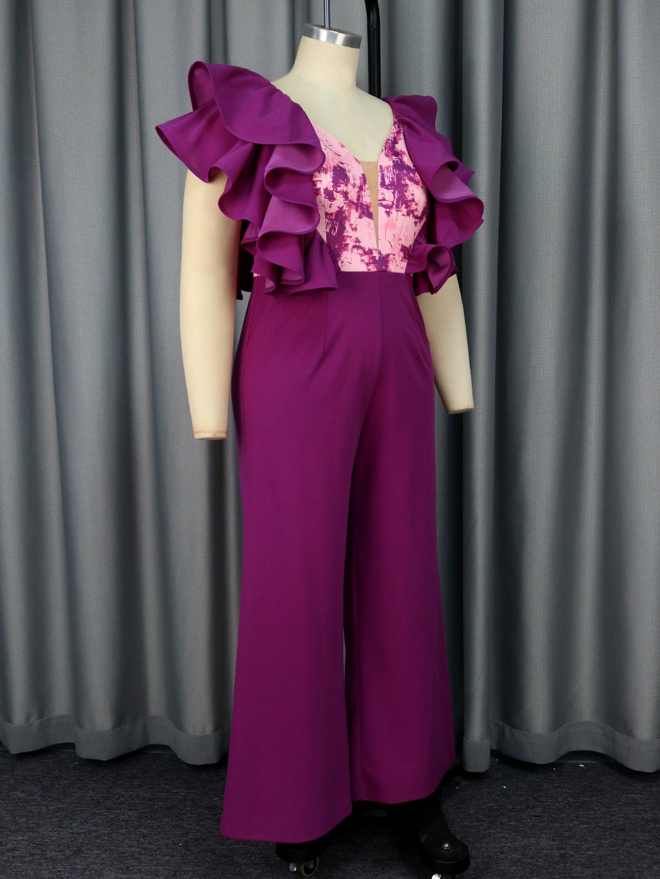 Sexy Low Back Formal Party Ruffle Women's Jumpsuit 5