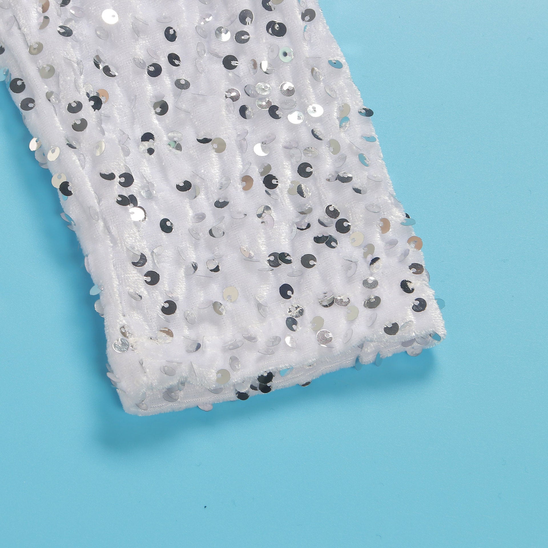 Sexy Square Collar Tight Fitting Stretch Sequin Slit Bodycon Dress 34