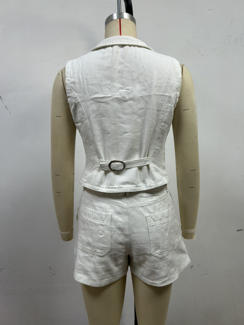 Women Denim Vest and shorts two-piece set 6