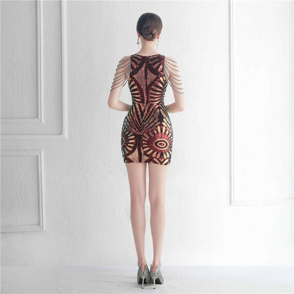 floral sequin beading short mini dress 9