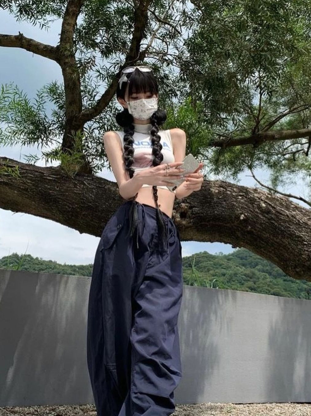 Women Summer Loose Sports Casual Woven Wide Leg Pants