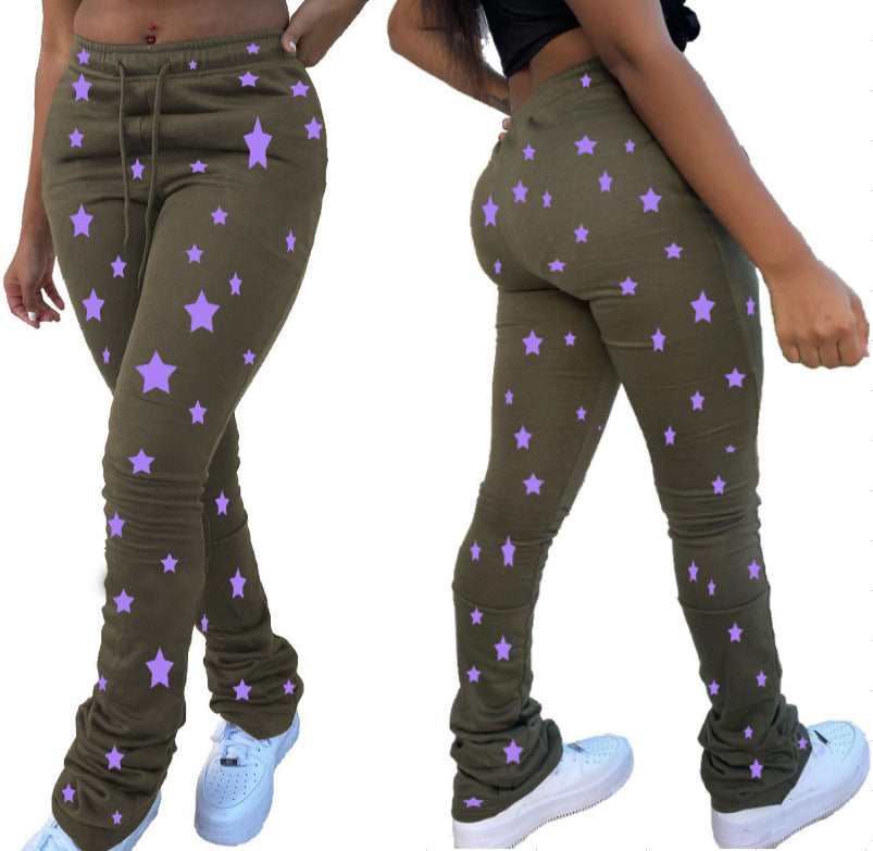 Spring Women's Fashionable Printed Drawstring Pants 6