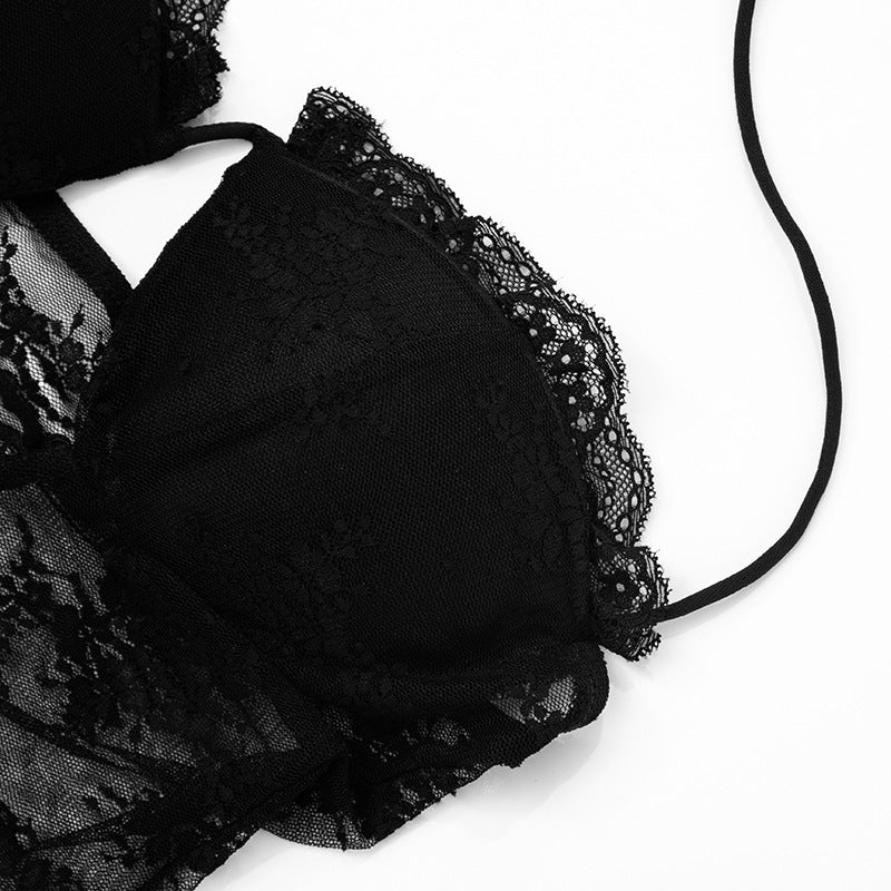 Women's Spring/Summer Lace Halter Neck Lace-Up Strapless Hollow Jumpsuit with Padding 13