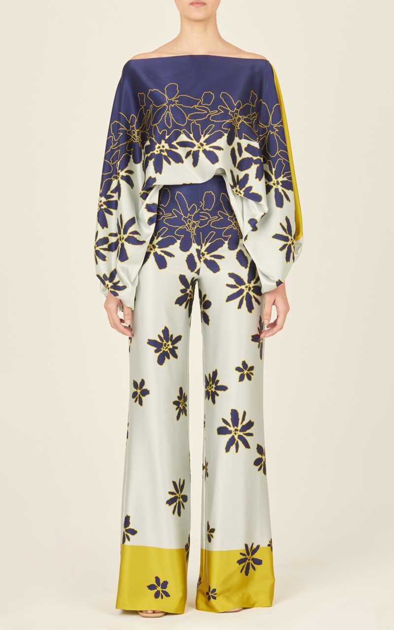 Summer Women's Printed Off Shoulder Top Slim Fit Wide Leg Pants Casual Chic Two Piece Set 11