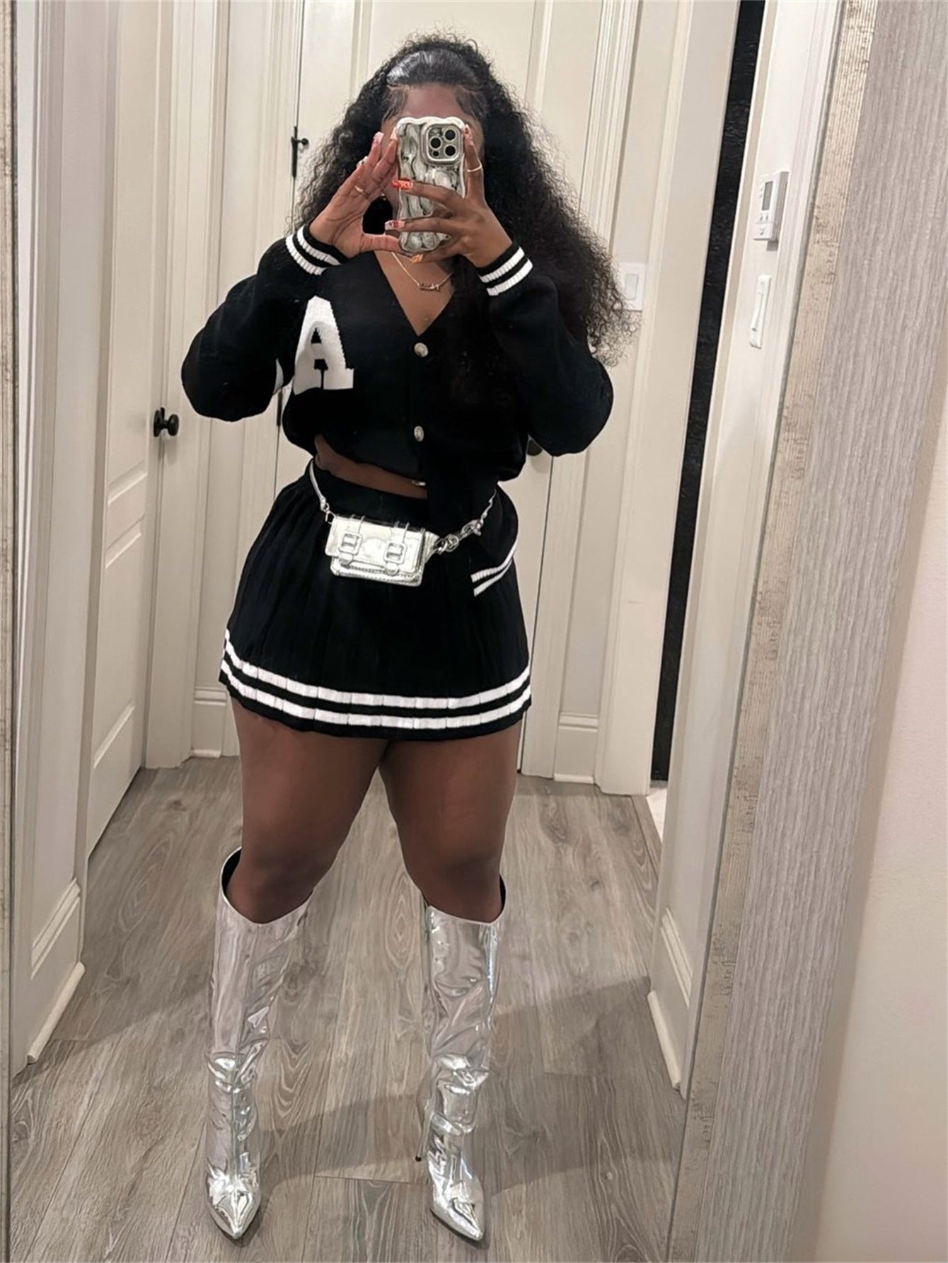 Cardigan Sweater Fashion Short Skirt Two Piece Set For Women 3