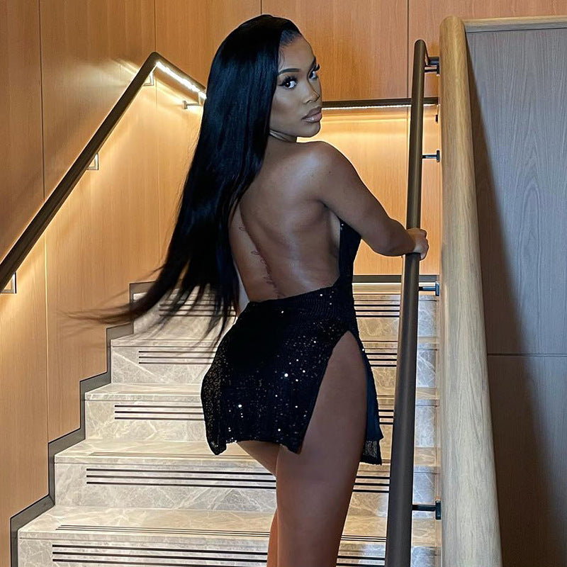 Women Sexy Backless Cutout Halter Neck Dress 6