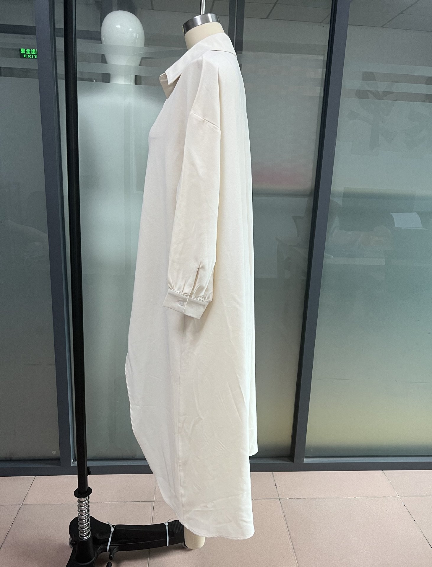 Women Fall Long-sleeved Solid Turndown Collar Shirt 17