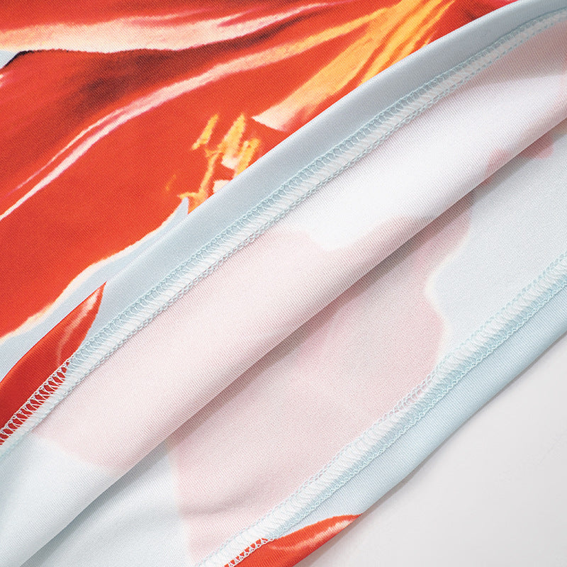 Women's Summer Casual Strapless Flower Print Slim Mini Dress 18