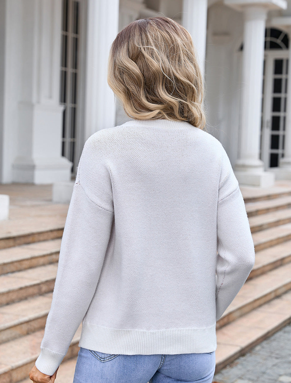 Autumn Winter Sweater Women's Bow Color Matching Knitting Pullover Shirt 10