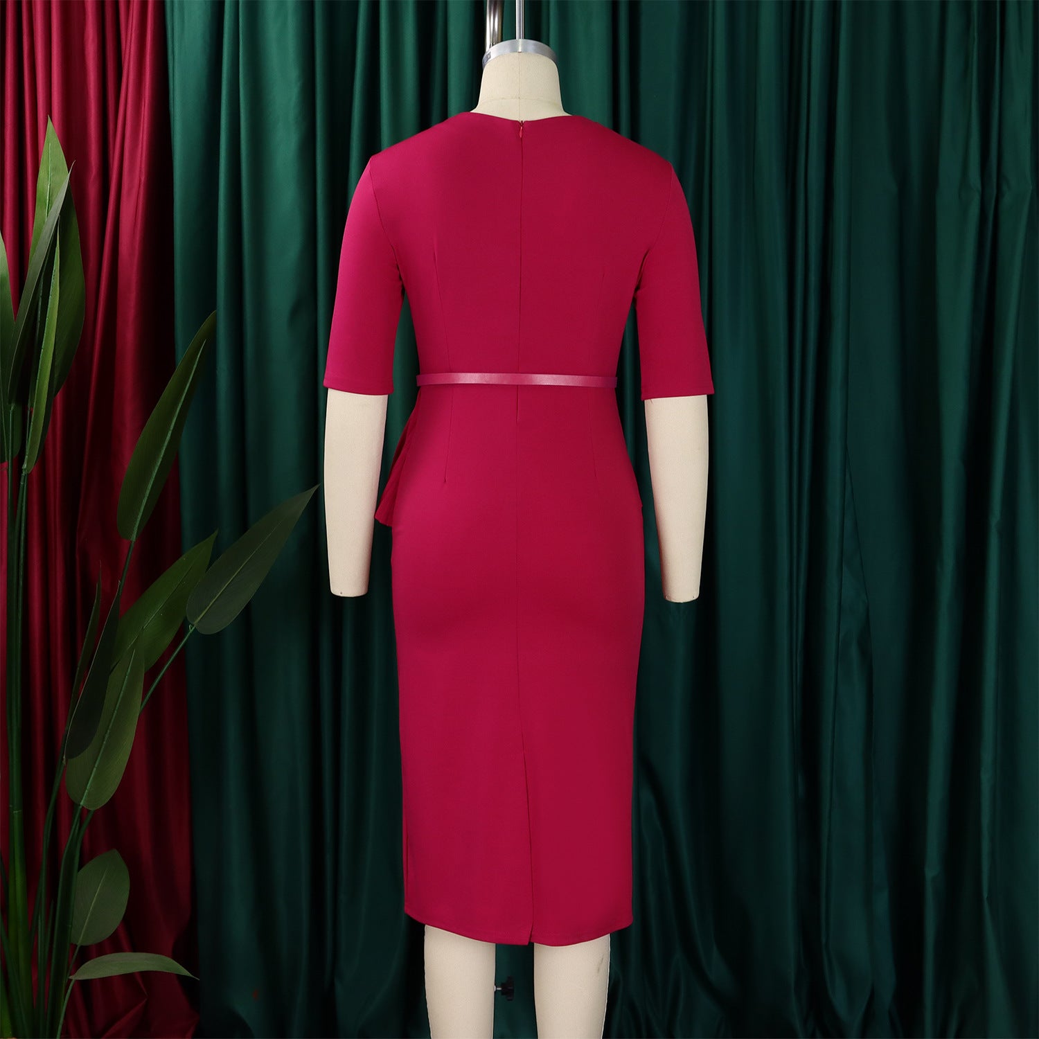 Women's Summer Fashionable Solid Color African Bodycon Dress 21