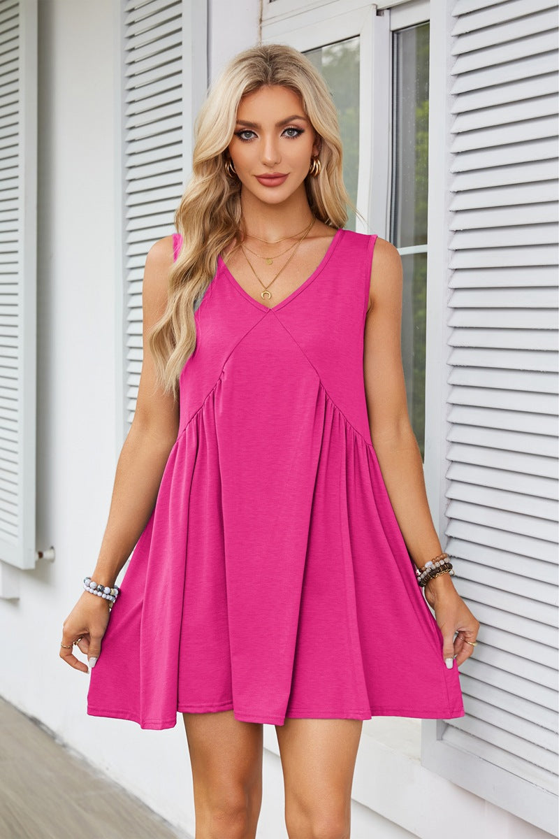 WomenŸ??s Sexy Strappy V-Neck Sleeveless Pleated Pocket Dress 20