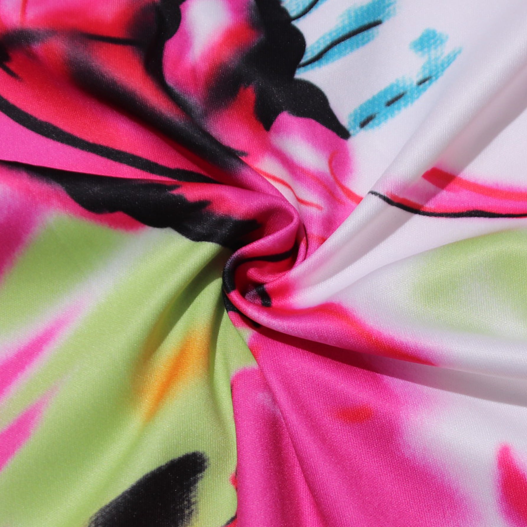 Summer Ladies Fitted Round Neck Painted Print Dress 15