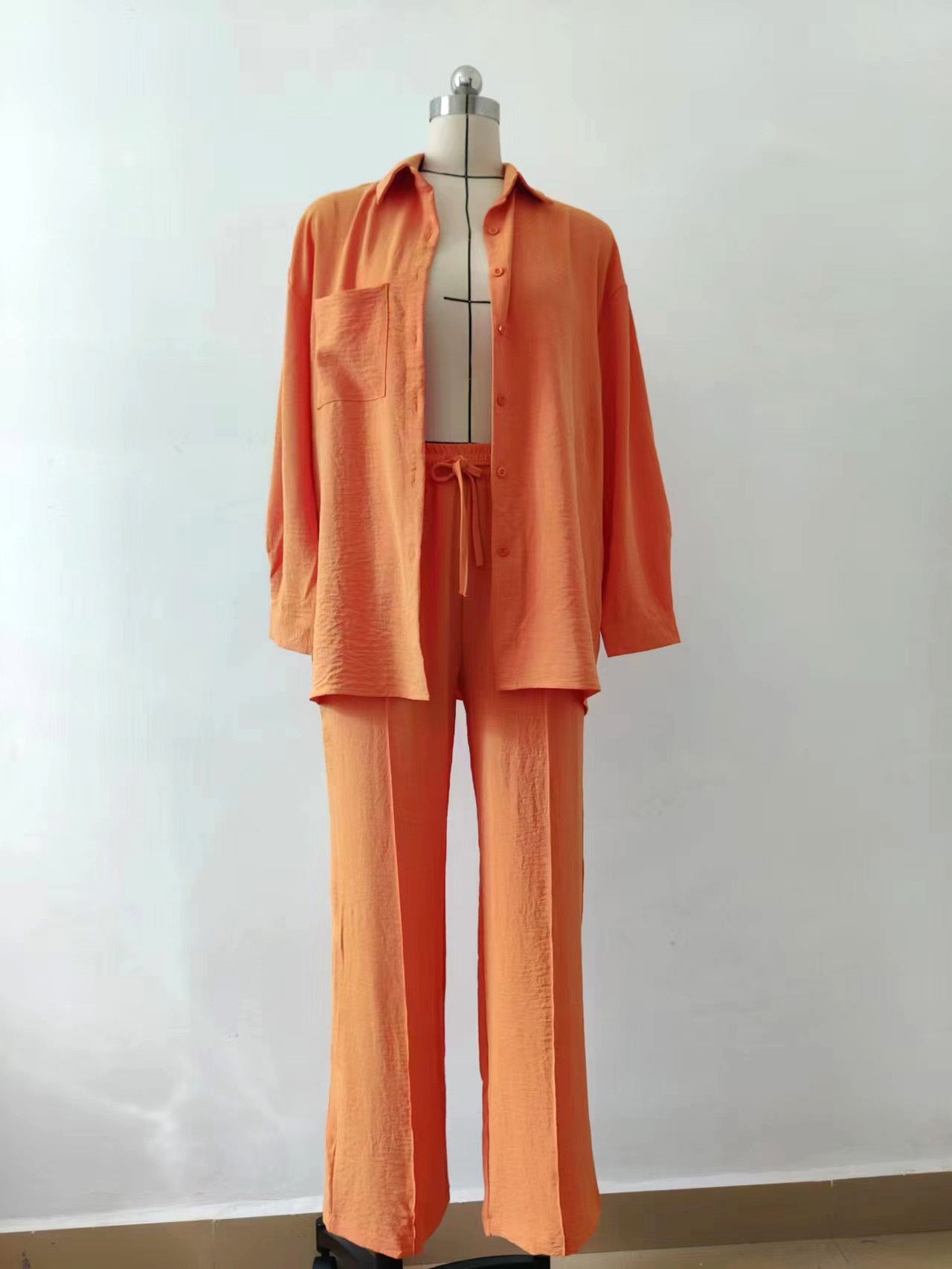 women's autumn and winter long-sleeved shirt elastic waist trousers casual two-piece pants set 29