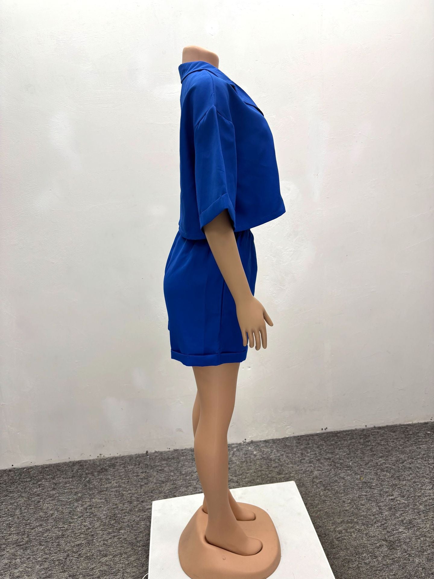 Women's Casual Short-Sleeve Loose Shirt Shorts African Solid Color Two-Piece Set 6