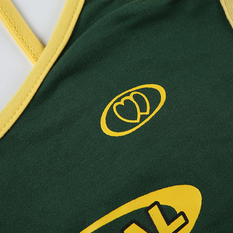 Women Summer American Sports Casual Digital Stripe Contrast Dress 15