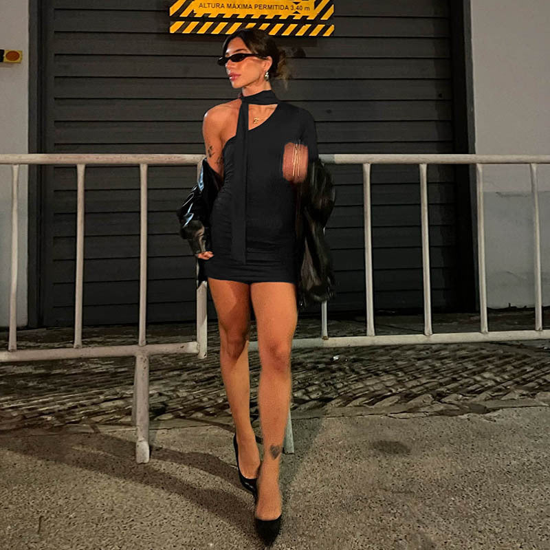 Women Slash Shoulder neck long sleeve Bodycon Dress 4