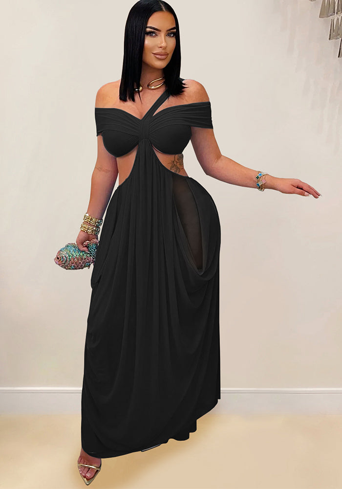 Women sexy Strapless See-Through Mesh dress