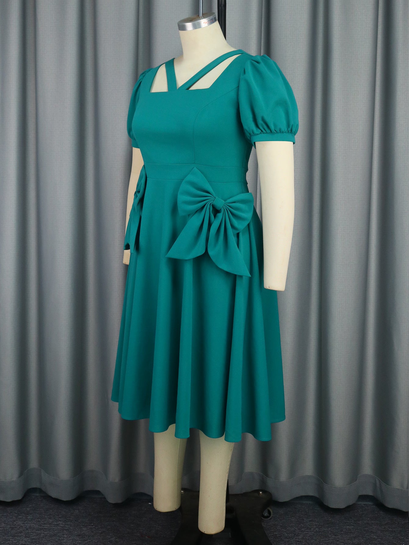 Summer Square Neck Puff Sleeve A-Line Formal Party Dress 5