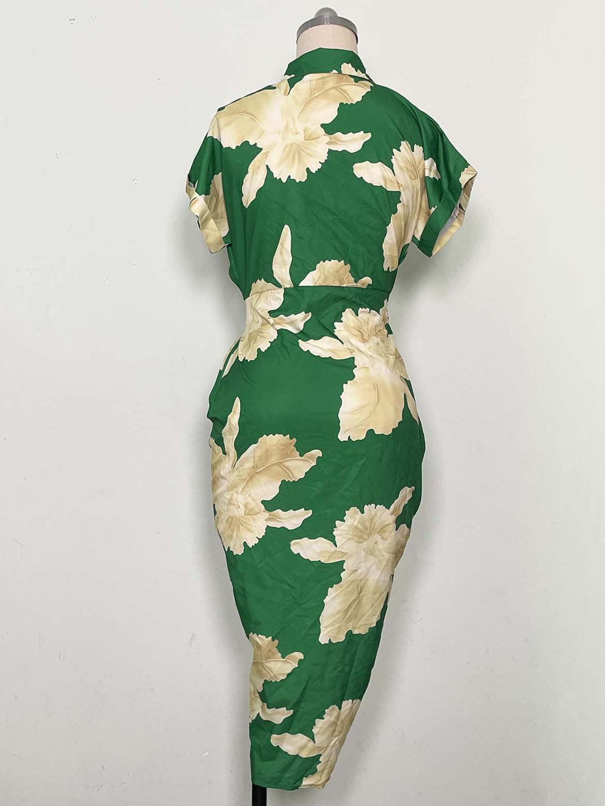 Women's Summer Printed Slim Single-Breasted Casual Shirt Dress 15