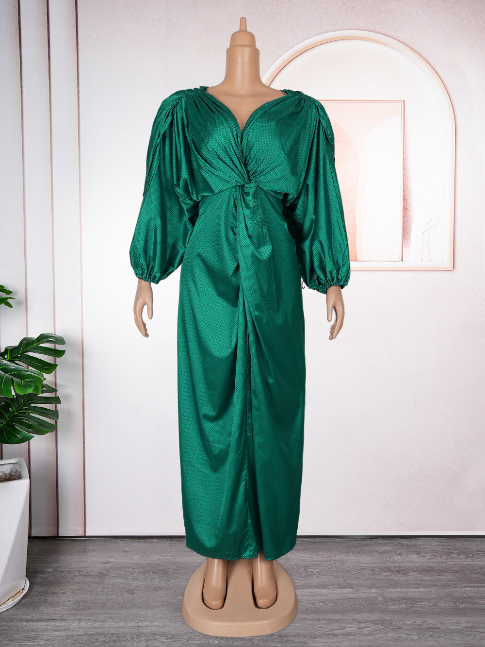 Plus Size Women V Neck Raglan Sleeve Dress 11