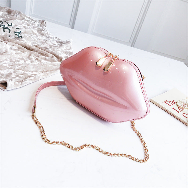 Women Pu-Leather Big Lips Evening Chain Bag Crossbody Bag 4