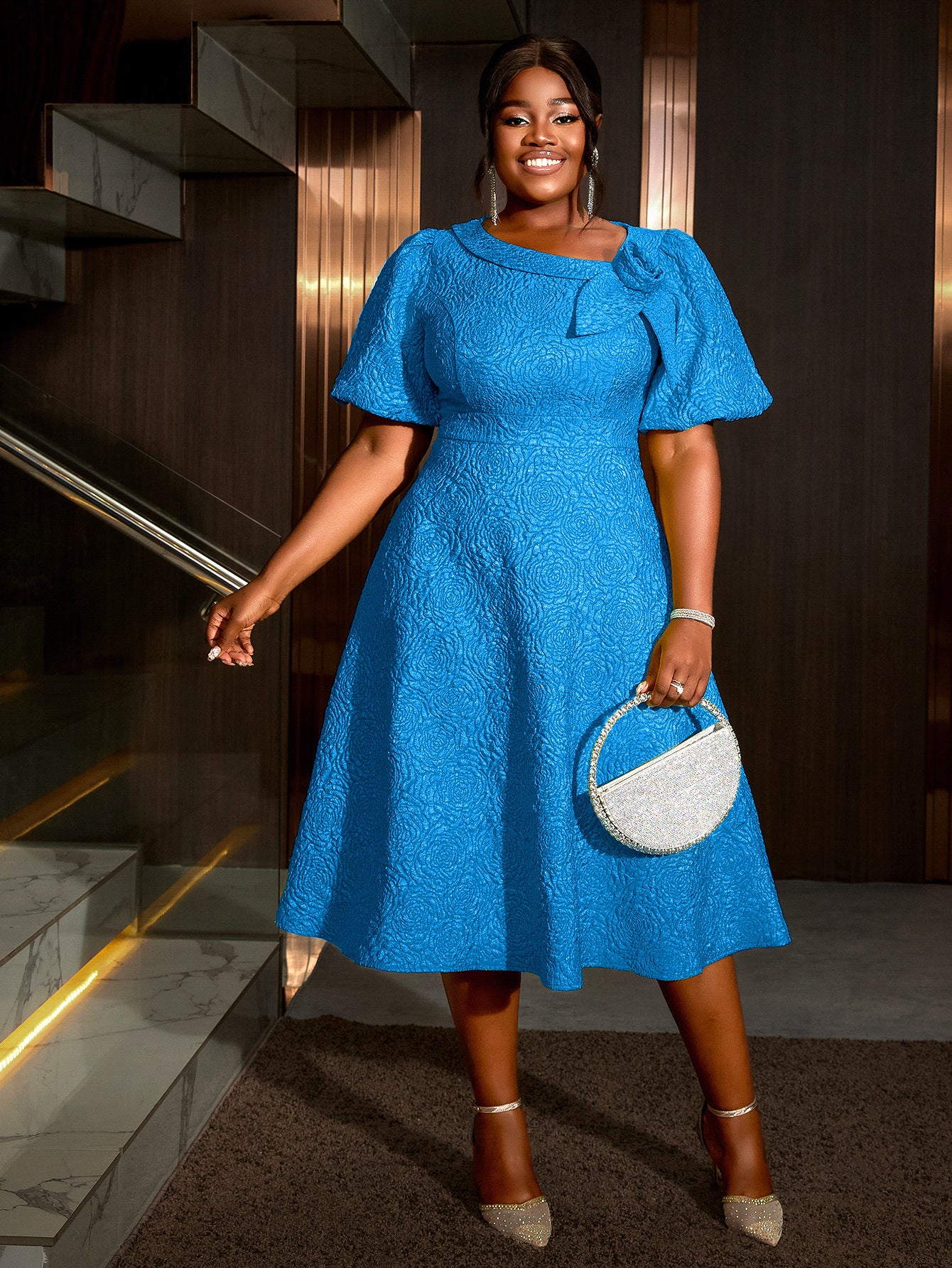 Jacquard Plus Size Fashion Formal Party A-Line Dress 3