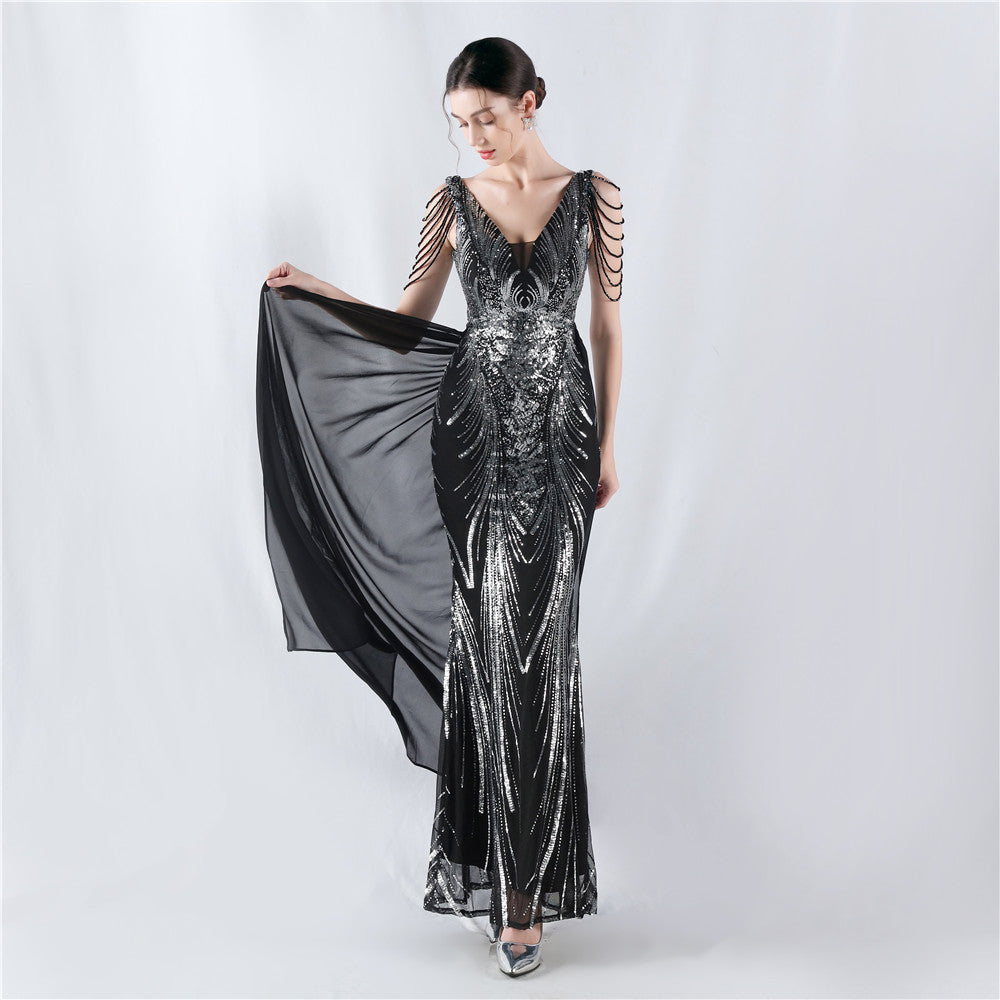 Plus Size Women Sequined Formal Party Maxi Evening Dress 9