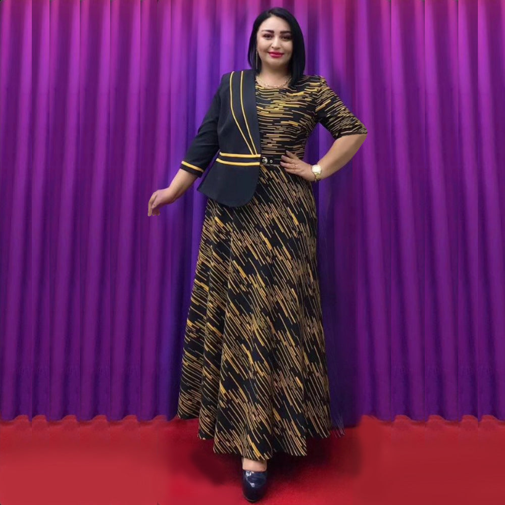 African Women Clothing Plus Size Women Clothing Chic Career Career Jacket Dress Two Piece Set 6