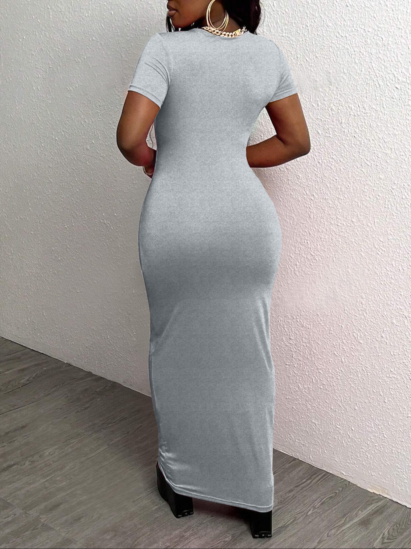 Short Sleeve Bodycon Long Dress 7