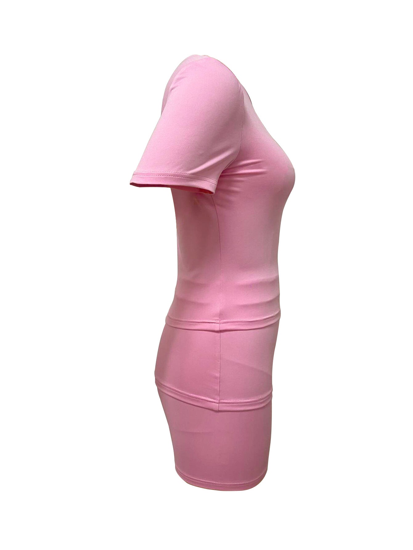 Women Round Neck Short Sleeve T-shirt Top and Casual Shorts Two-Piece Set 15