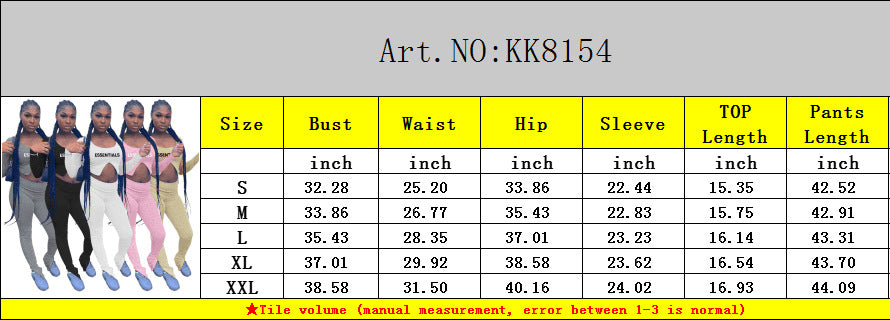 Women Letter Printed Long Sleeve Top and Pant Two-piece Set 17