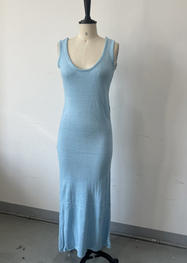 Summer Women's Sexy U-Neck Sleeveless Bodycon Long Dress 6