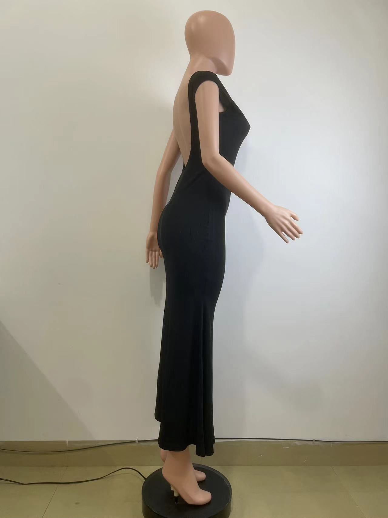 Women's Spring And Autumn Fashion Sexy Hollow Low Back Slim Bodycon Dress 9