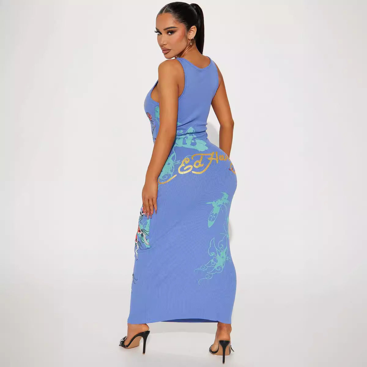 Women's Fashion Print Slim Dress 3