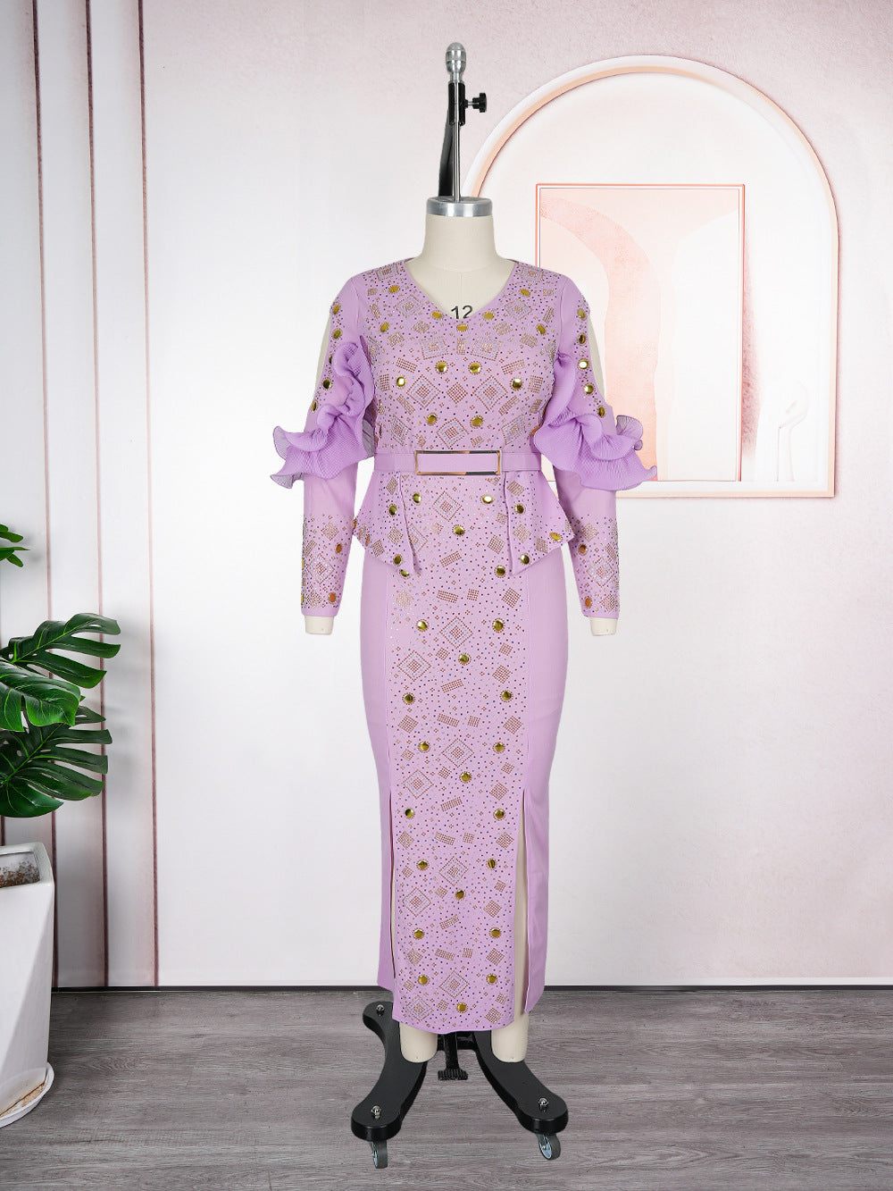 African Women's Plus Size Chic Elegant Fashion Beaded Formal Party Bodycon Dress Evening Gown 10