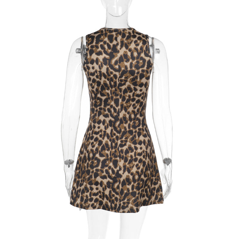 Women spring sexy vest leopard print dress 6