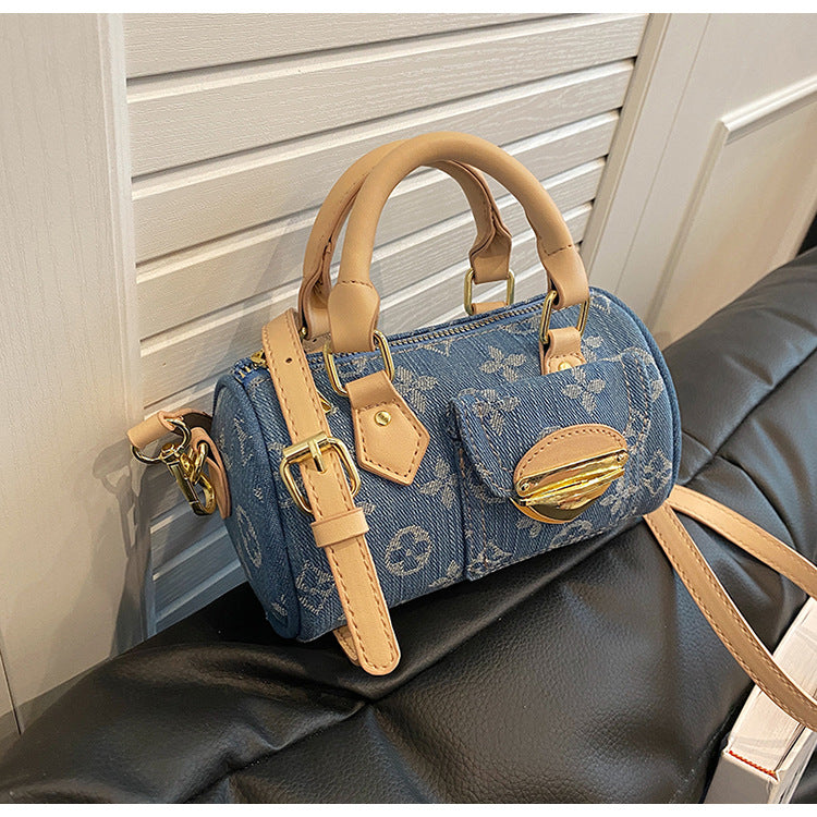 Women American Retro Denim Boston Bag 3