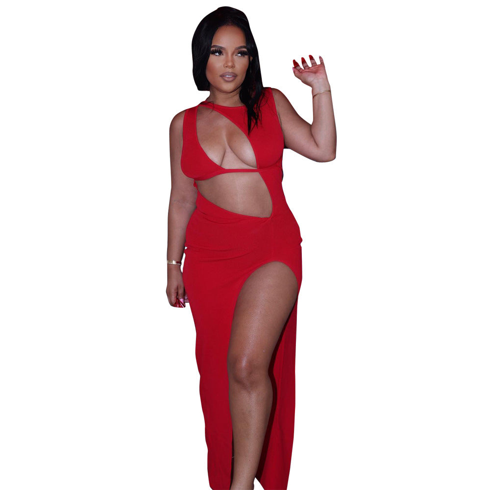 Spring summer women's fashion solid color asymmetrical sexy dress 9