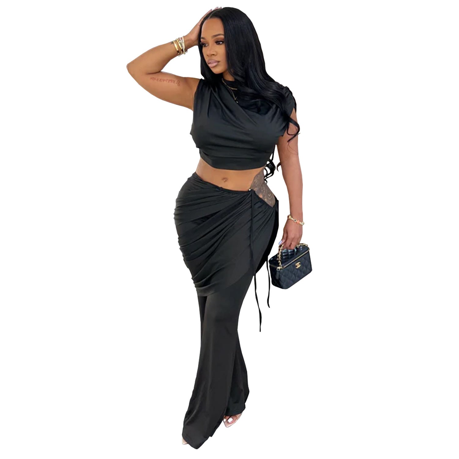 Women Casual Sleeveless Crop Top and Two-Piece Pants Set 8