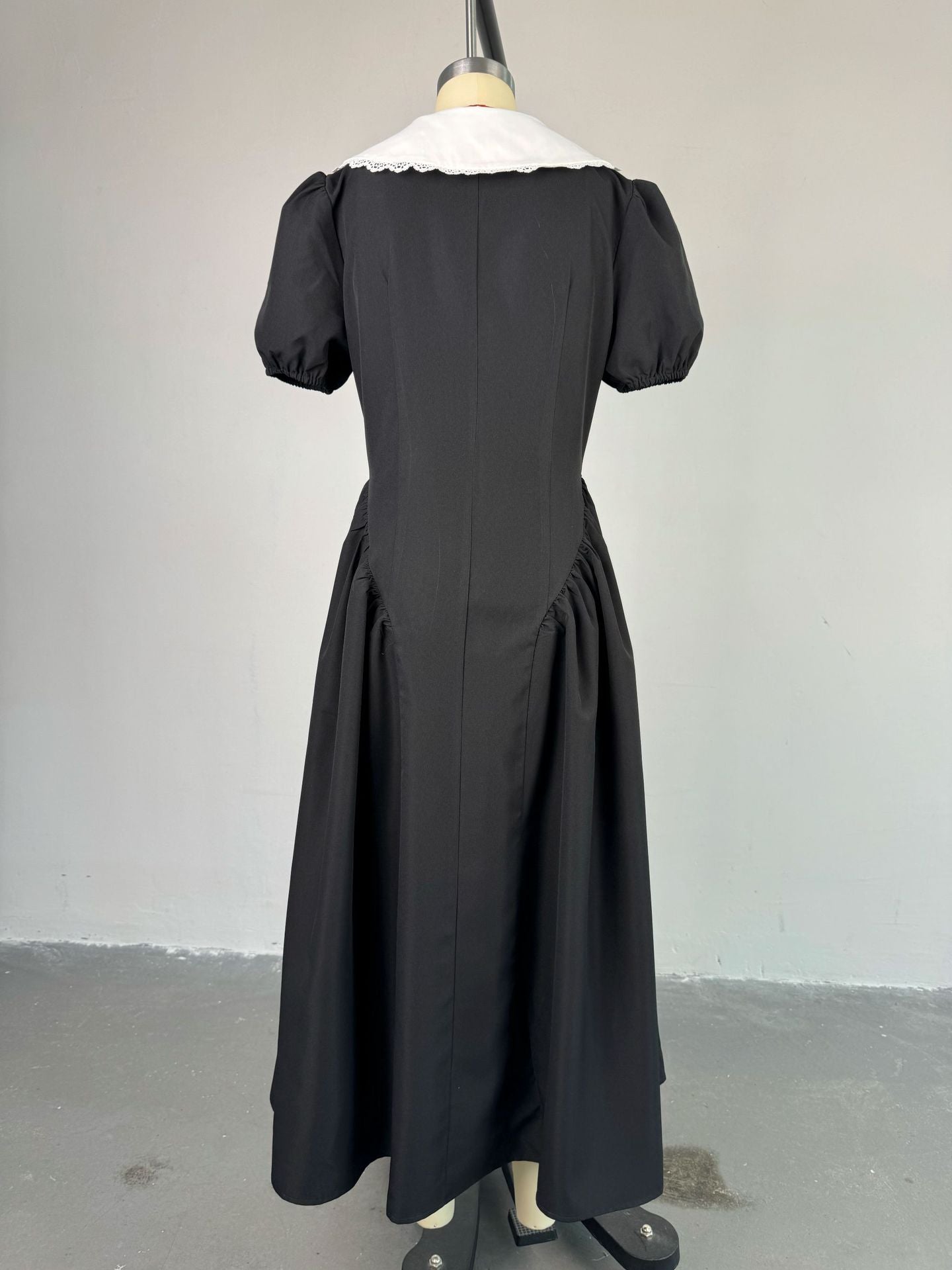 Women autumn and winter French puff sleeve Maxi dress 8