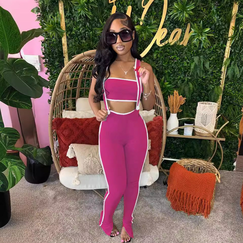Tube Top Strap Trousers Two-Piece Set 8