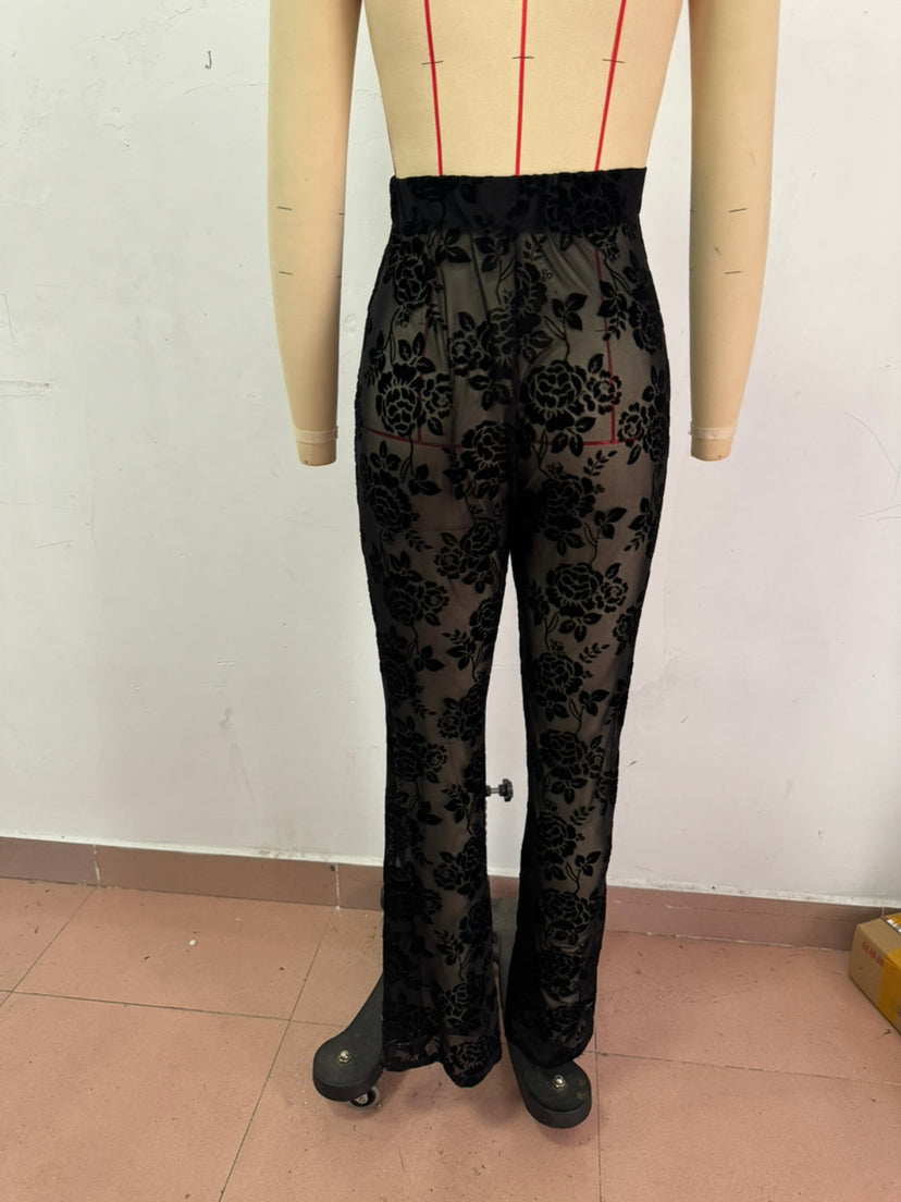 Autumn Winter Lining Tight Fitting High Waist Trousers Casual Party Fashion Women's Mesh Pants 8