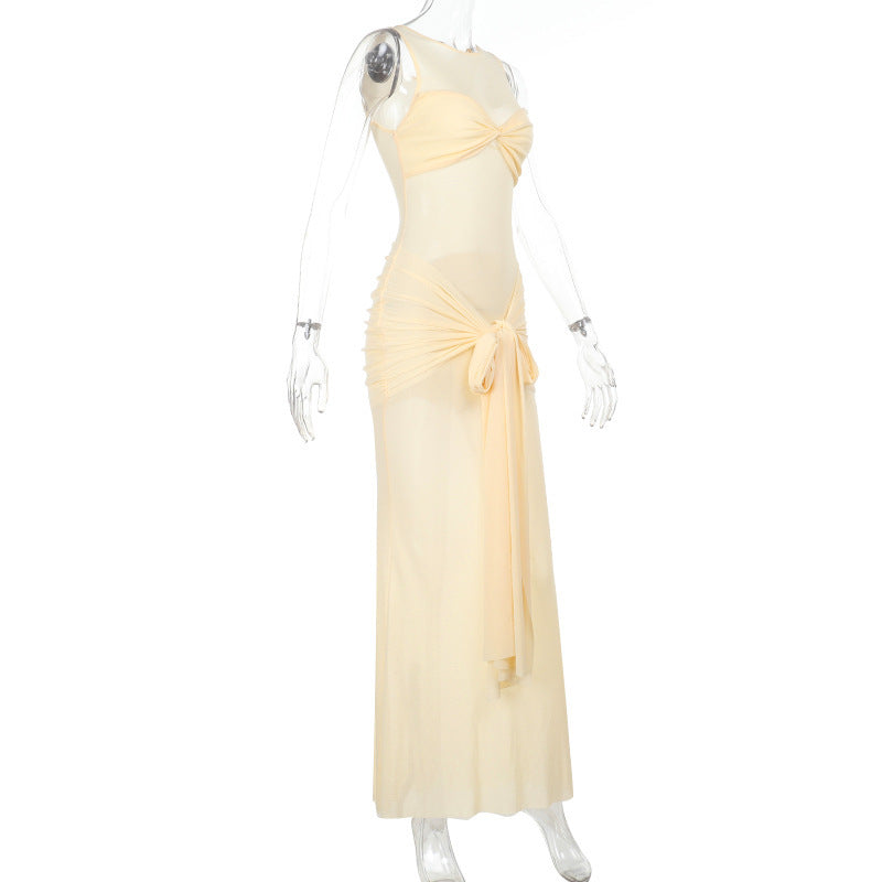 Women Mesh Fishtail Ribbon Bodycon Sundress 10