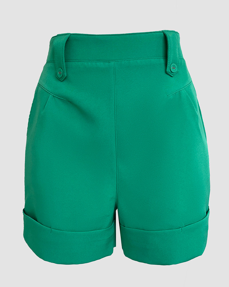 Green Sleeveless Short Vest & Shorts Set 9