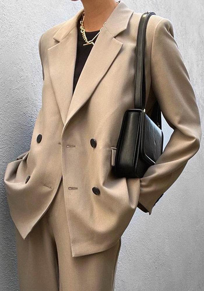 Fall Women Chic Solid Suit And Pants Two Piece