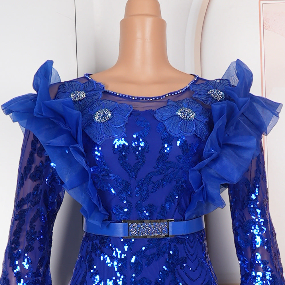 Plus Size African Women Christmas Halloween Party Evening Dress Sequins 12