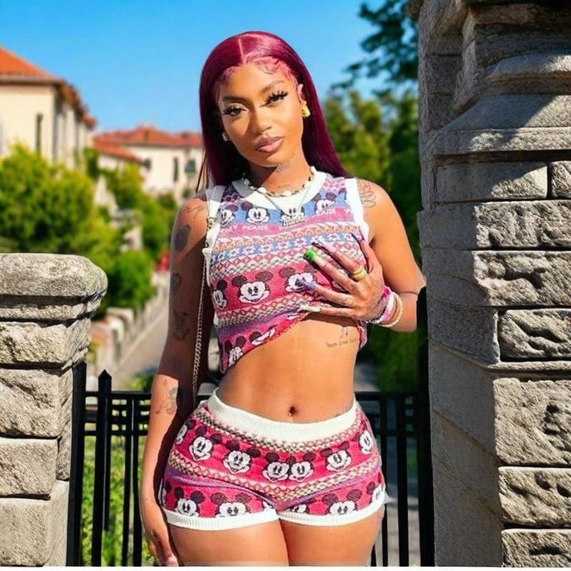 Women summer sweater tank top and shorts two-piece suit