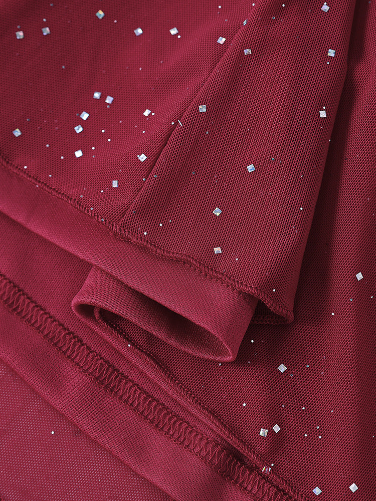 Mesh Bell Sleeve DSequin See-Through Mini Dress 11