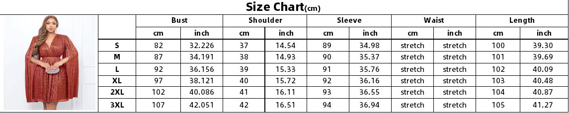 Belted V-Neck Chic Long Sleeve Cape Slim Waist Gown Dress 10